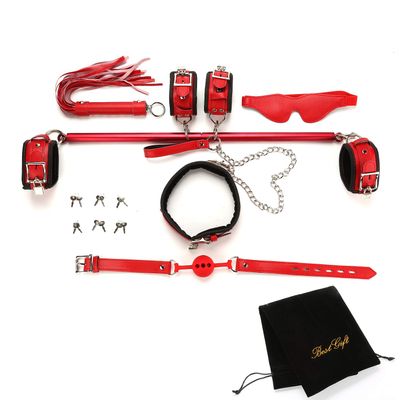 EXREIZST Expandable Spreader Bar Set with Premium Soft Leather Pad Straps System Set Adjustable Home Gyms Indoor Sports Fitness Training Tool Kit, Red