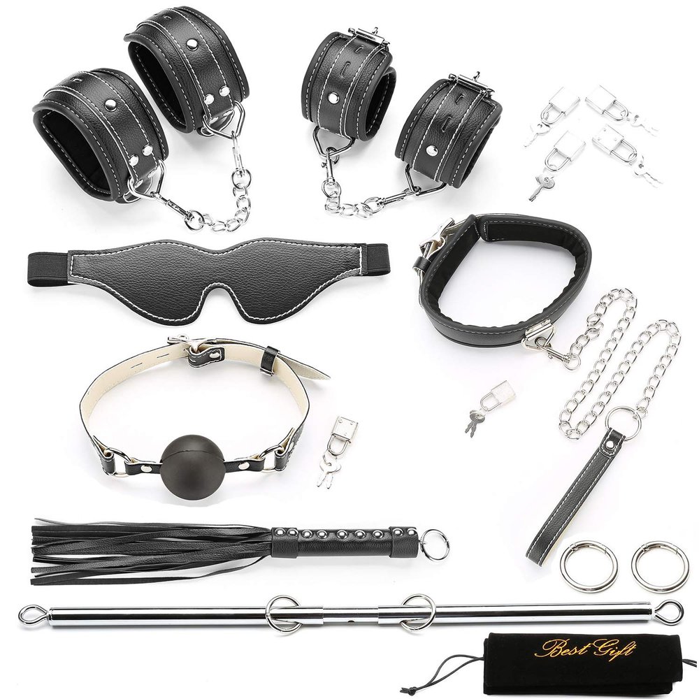 EXREIZST Expandable Spreader Bar with Premium Soft Leather Pad Straps System Set Adjustable Indoor Home Gyms Aid Training Tools Set, Sivler and Black