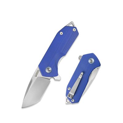 KUBEY Campe KU203 Folding Pocket Knife Compact Everyday Carry with 2.4" Tanto Balde and G10 Handle with Flipper Open for Camping Hunting and Outdoor (Blue)