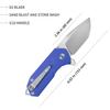 KUBEY Campe KU203 Folding Pocket Knife Compact Everyday Carry with 2.4" Tanto Balde and G10 Handle with Flipper Open for Camping Hunting and Outdoor (Blue) view 2