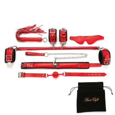 EXREIZST Expandable Spreader Bar with Premium Soft Leather Pad Straps System Set Adjustable Indoor Home Gyms Aid Training Tools Set, Red