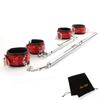 EXREIZST Expandable 2 Spreader Bar with 4 Premium Soft Pad Leather Straps Adjustable Home Gyms Indoor Sports Fitness Training Tool Set Kit, Silver and Red view 1
