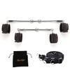 EXREIZST Expandable 2 Spreader Bar Set with 4 Fur Leather Straps with Nylon Belts Adjustable Indoor Home Gyms Aid Training Tools Kit, Silver and Brown view 1