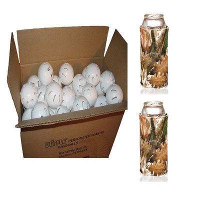 WIFFLE Balls Bulk Plastic Baseballs - Official Ball Brand - Made in USA - Plus Bonus Beverage Can Coolers (24 Balls)