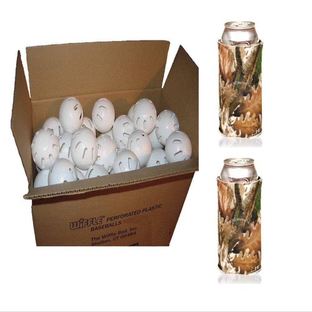 WIFFLE Balls Bulk Plastic Baseballs - Official Ball Brand - Made in USA - Plus Bonus Beverage Can Coolers (24 Balls)