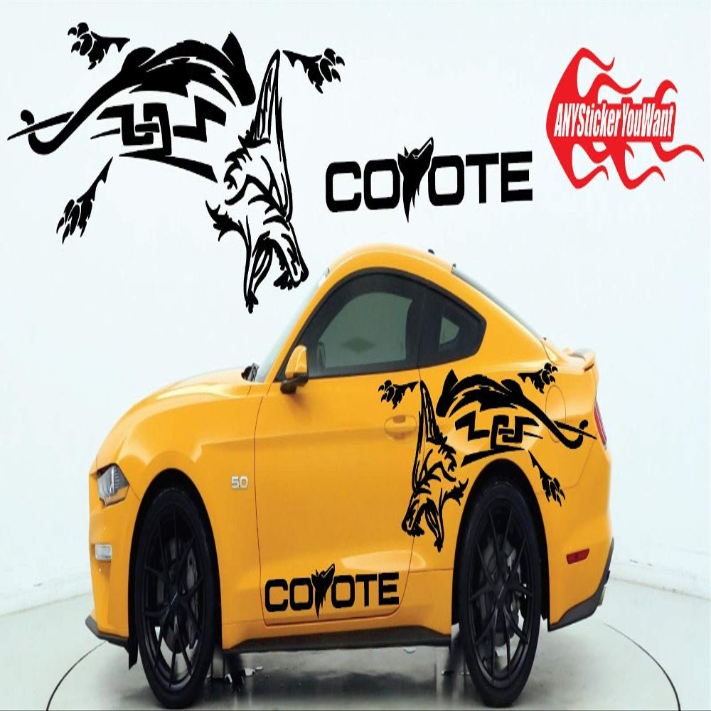 AnyStickerYouWant - Coyote Double Sided Graphic Vinyl Decal Sticker Fits & Compatible with Ford Mustang (Any Color You Want)