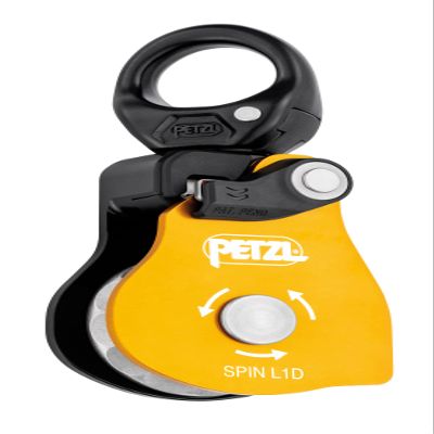 PETZL, Spin L1D Pulley, Very high Efficiency Single Pulley with one-Way Rotation and Swivel