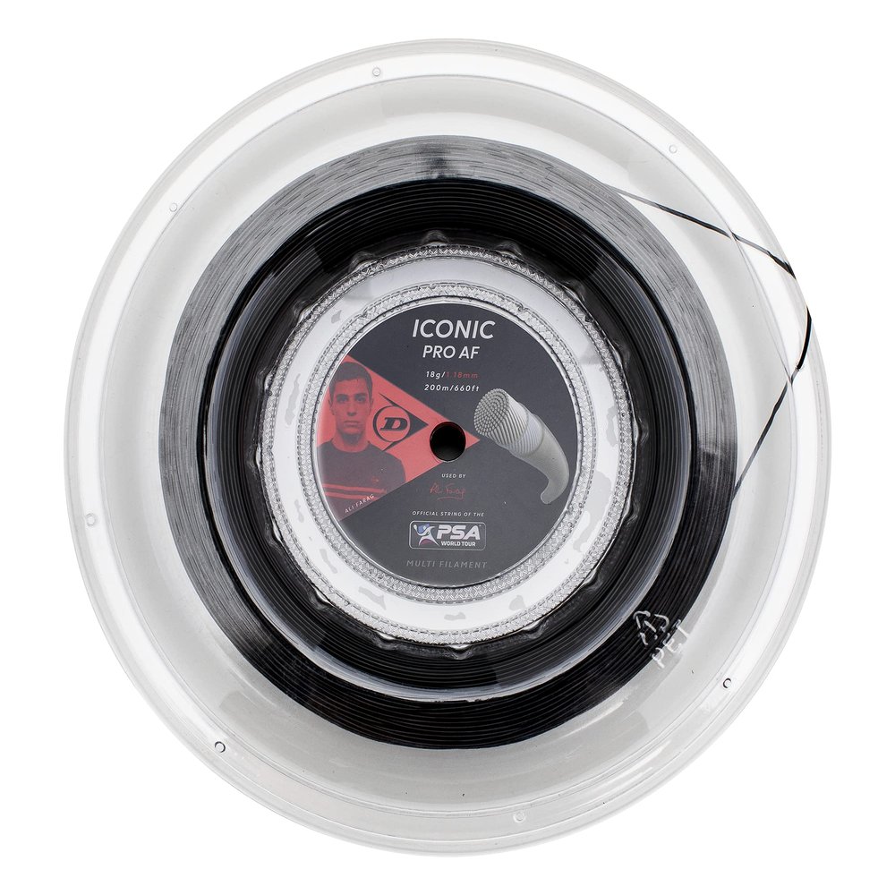 Dunlop Sports Iconic Pro AF Squash String, 18G, Black, 660' Reel