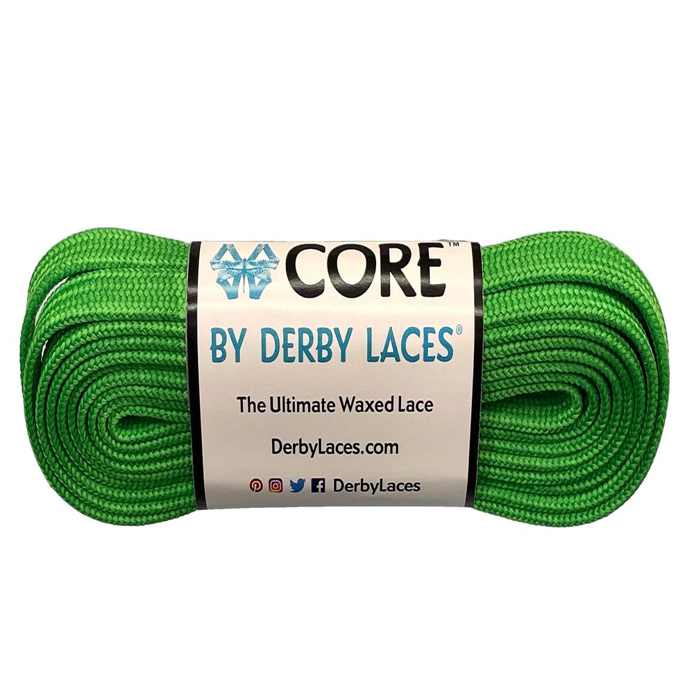 Derby Laces CORE Narrow 6mm Waxed Lace for Figure Skates, Roller Skates, Boots, and Regular Shoes (Green, 84 Inch / 213 cm)