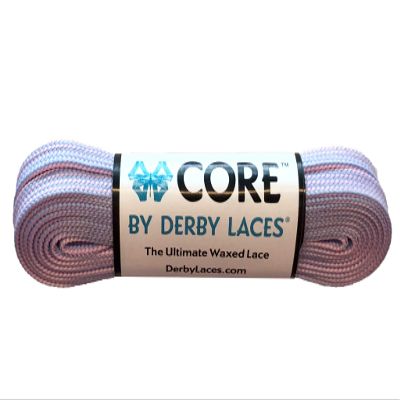 Derby Laces CORE Narrow 6mm Waxed Lace for Figure Skates, Roller Skates, Boots, and Regular Shoes (Pink Periwinkle Stripe, 134 Inch / 340 cm)
