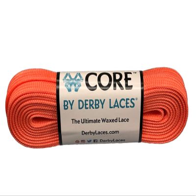 Derby Laces CORE Narrow 6mm Waxed Lace for Figure Skates, Roller Skates, Boots, and Regular Shoes (Coral, 134 Inch / 340 cm)
