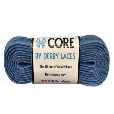 Derby Laces CORE Narrow 6mm Waxed Lace for Figure Skates, Roller Skates, Boots, and Regular Shoes (Denim Blue, 120 Inch / 305 cm)