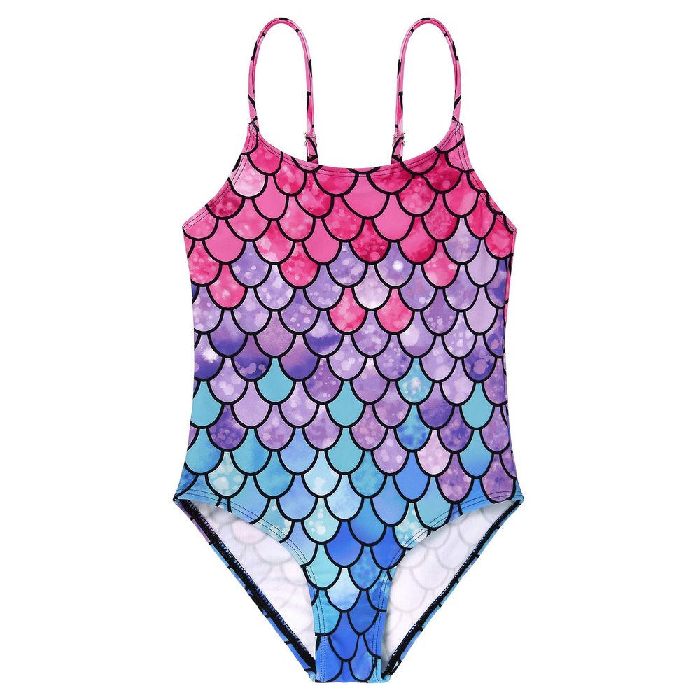 Zando Girls Swimsuit Size 8 - Mermaid Swimsuit for Girls, Cute Toddler Swimsuit Girl with Adjustable Straps, One Piece Kids Swimwear Size 8 for Summer Beach Vocation Swimming Course Wear 7-8 Years