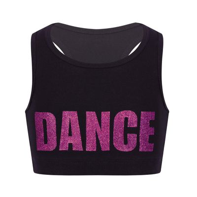 QinCiao Girls High Neck Athletic Sports Bra Crop Top Gymnastics Workout Gym Fitness Vest Tank Top T Shirt Rose_Red 5-6