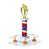 Better Display Cases White Acrylic Large Trophy Pedestal Stand or Base with Orange Risers - 8.75" X 7.75" (A006/V21) view 2