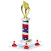 Better Display Cases White Acrylic Large Trophy Pedestal Stand or Base with Red Risers - 8.75" X 7.75" (A006/V21) view 1