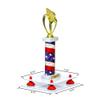 Better Display Cases White Acrylic Large Trophy Pedestal Stand or Base with Red Risers - 8.75" X 7.75" (A006/V21) view 2