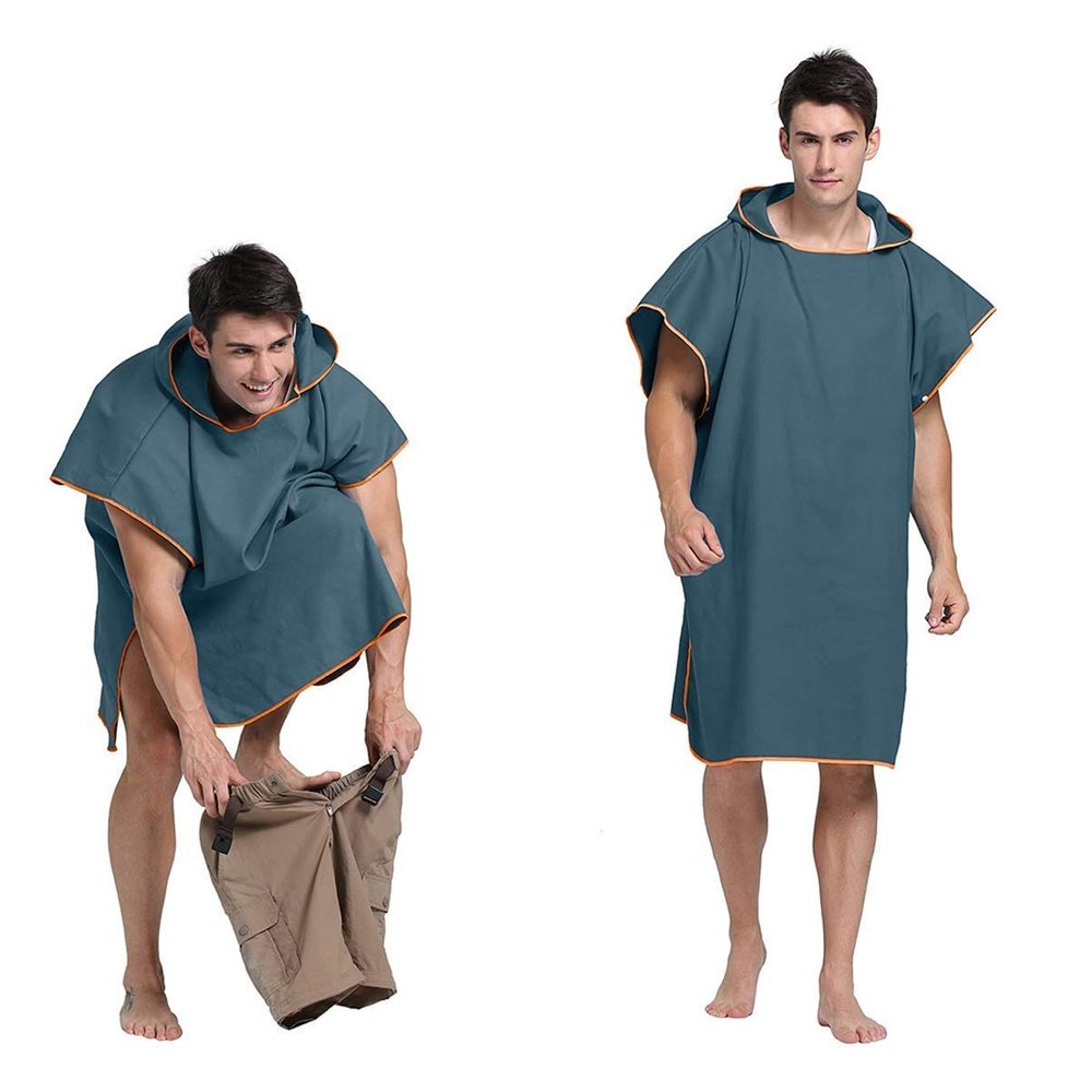 Letuwj Unisex Compact Changing Robe Towel Poncho with Hood for Surfing Swimming Wetsuit Changing One Size Fit All Navy Blue 35"*43"