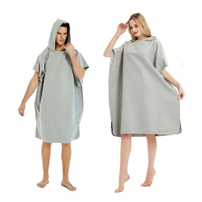 Letuwj Unisex Compact Changing Robe Towel Poncho with Hood for Surfing Swimming Wetsuit Changing One Size Fit All Grey 35"*43"