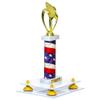 Better Display Cases White Acrylic Large Trophy Pedestal Stand or Base with Yellow Risers - 8.75" X 7.75" (A006/V21) view 1