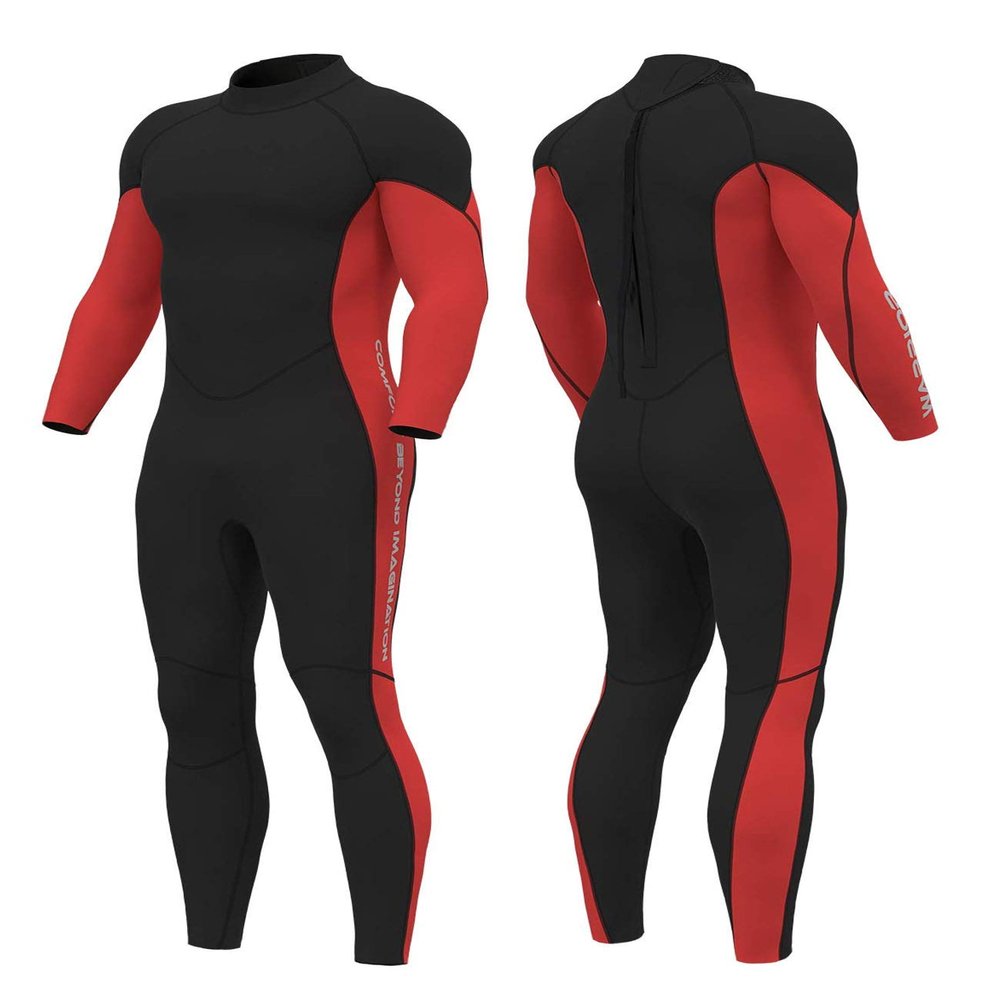 Letuwj Men and Women Wetsuit 3mm Neoprene Jumpsuit Full Body Keep Warm Diving Suits for Water Sports for Men Youth Women Red Black XXL