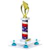Better Display Cases White Acrylic Large Trophy Pedestal Stand or Base with Light Blue Risers - 8.75" X 7.75" (A006/V21) view 1