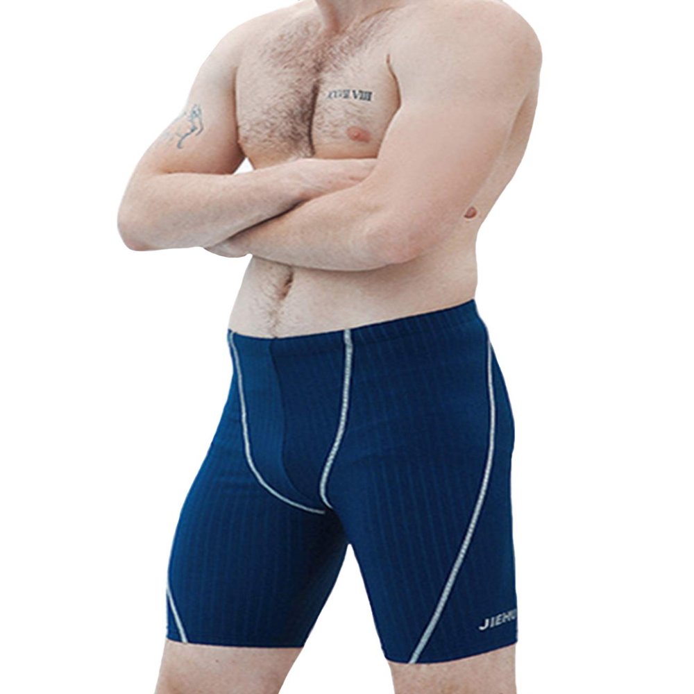 Letuwj Men's Essentials Swimming Jammer and Swim Tee Quick Dry Waterproof Swim Trunks Swimsuit Blue Silver 51505 XL