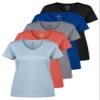 Real Essentials 5 Pack: Women's Dry Fit Short Sleeve V Neck Workout Top - Fitness Pilates Gym Athletic Yoga T-Shirt (Plus Available), Set 10, M view 1