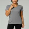 Real Essentials 5 Pack: Women's Dry Fit Short Sleeve V Neck Workout Top - Fitness Pilates Gym Athletic Yoga T-Shirt (Plus Available), Set 10, M view 3