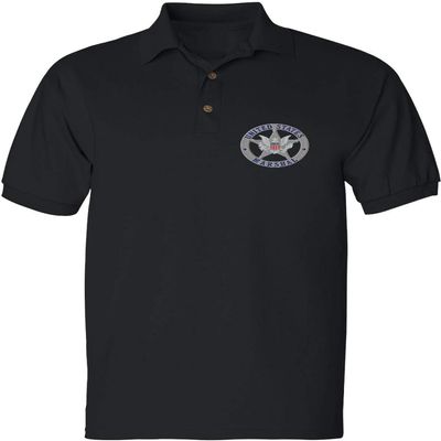 ALLNTRENDS Men's Polo T Shirt U.S Marshals Embroidered USA Service Shirt (L, Black)
