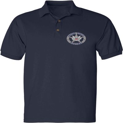 ALLNTRENDS Men's Polo T Shirt U.S Marshals Embroidered USA Service Shirt (S, Navy Blue)