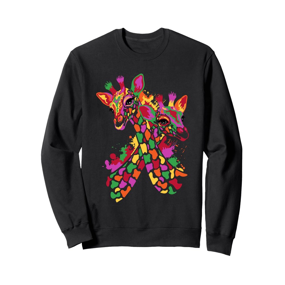 Watercolor Giraffe Lover Funny Giraffe Print Women Gift Sweatshirt