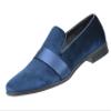 Amali King and Knight - Men's Slippers - Mens Loafers - Designer Shoes for Men - Tuxedo Shoes - Velvet Loafers Men - Embossed Paisley Pattern, Satin Band and Trim - Navy Size 10 view 2