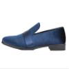 Amali King and Knight - Men's Slippers - Mens Loafers - Designer Shoes for Men - Tuxedo Shoes - Velvet Loafers Men - Embossed Paisley Pattern, Satin Band and Trim - Navy Size 10 view 3