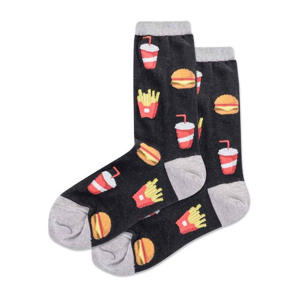 Hot Sox Women's Burger And Fries Crew Socks 1 Pair, Black, Women's 9-11