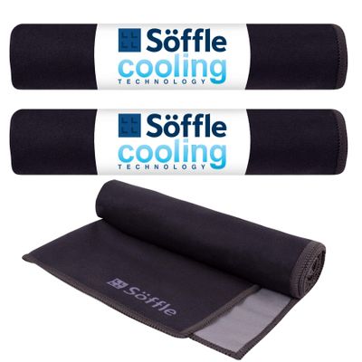 Soffle Cooling Towel 3 Pack | 16"x36" | Cooling Towels for Outdoors & Athletics on HOT Days. (BLACK-3PK)