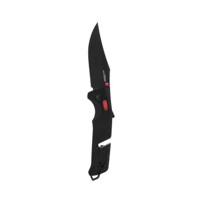 SOG Trident at Ambidextrous Professional Straight Folding Knife | Heat-Treated CRYO D2 3.75" Stainless Steel Blade, Black/Red