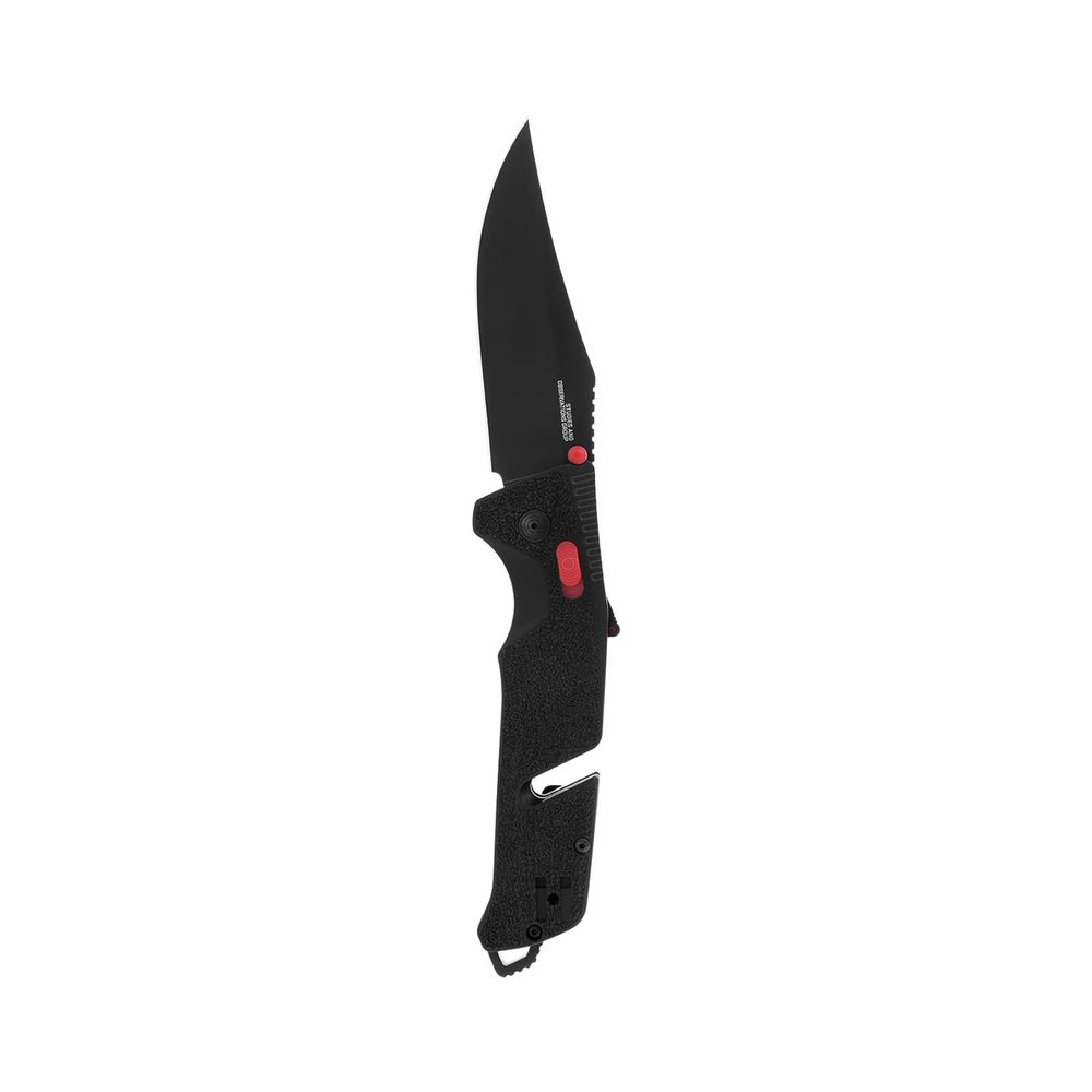 SOG Trident at Ambidextrous Professional Straight Folding Knife | Heat-Treated CRYO D2 3.75" Stainless Steel Blade, Black/Red
