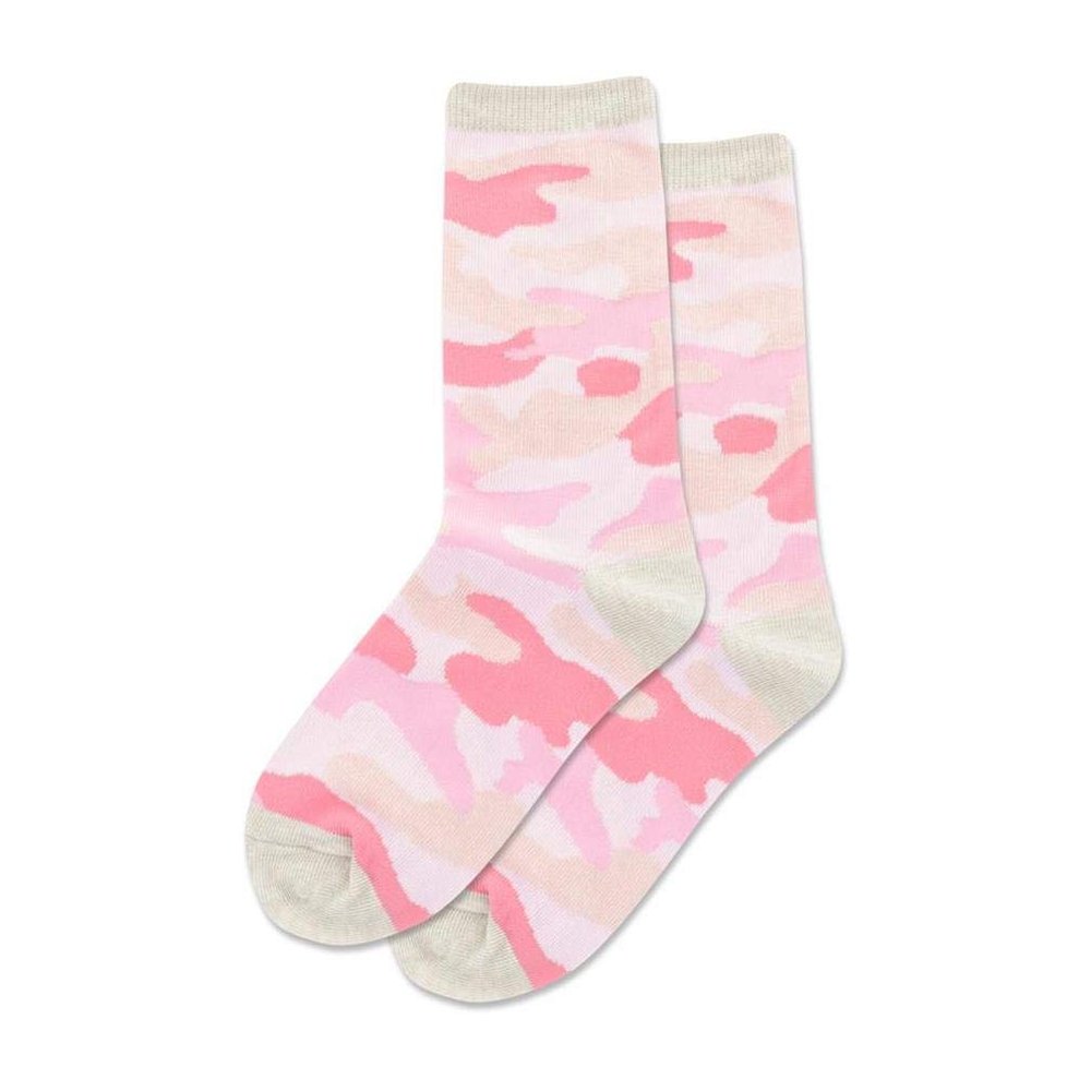 Hot Sox Kid's Camouflage Crew Socks 1 Pair, Pink, Kid's Small/Medium