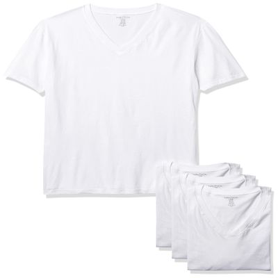 Nautica Men's 4 Pack Cotton V-Neck T-Shirts Undershirts White