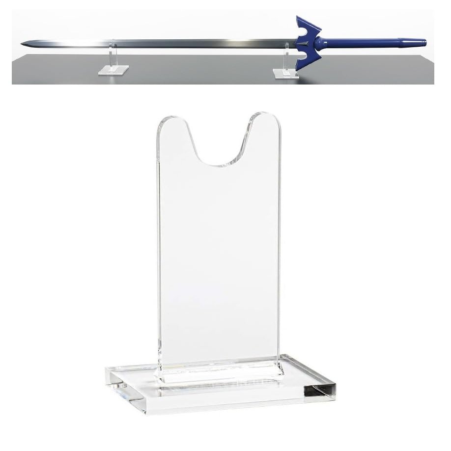 Clearco Single Clear Acrylic Sword Stand, individual units for displaying angled or straight Antique and collectible swords. Order TWO (6 Inch)