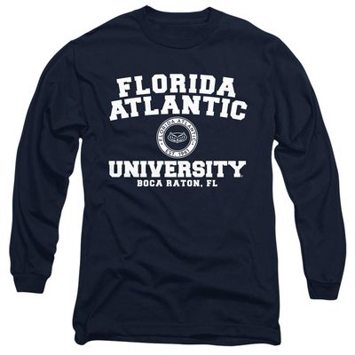 Florida Atlantic University Official Circle Logo Unisex Adult Long-Sleeve T Shirt, Navy, 3X-Large