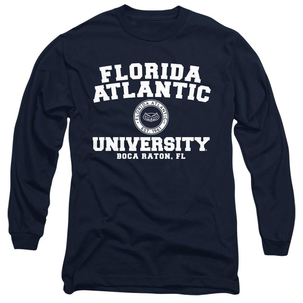 Florida Atlantic University Official Circle Logo Unisex Adult Long-Sleeve T Shirt, Navy, 3X-Large