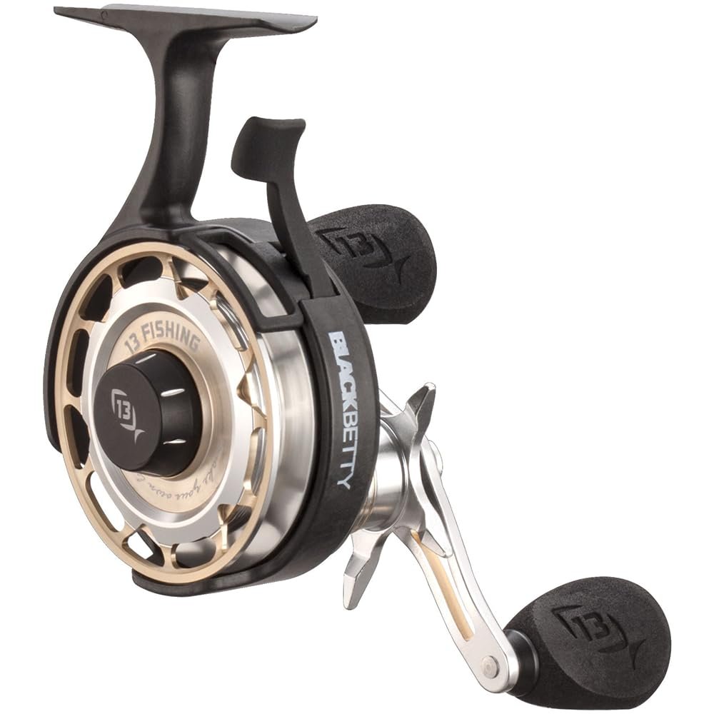 13 Fishing - Freefall Carbon - Inline Ice Fishing Reel - 2.5:1 Gear Ratio - Left Hand Retrieve - BBCFFW2.5-LH