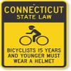 The Sign Studio - 18 x 24  Connecticut State Law Bike Sign: Bicyclists 15 Years and Younger Must Wear A Helmet (with Cyclists Symbol) view 1