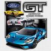 Ford GT American Horse Power Youth T-Shirt Sports Race Car Licensed Kids Green Medium view 2
