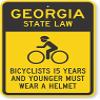 The Sign Studio - 18 x 24  Georgia State Law Bike Sign: Bicyclists 15 Years and Younger Must Wear A Helmet (with Cyclists Symbol) view 1
