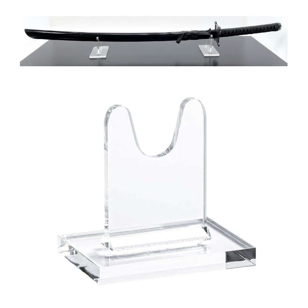 Clearco Single Clear Acrylic Sword Stand, individual units for displaying angled or straight Antique and collectible swords. Order TWO (3 Inch)