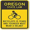 The Sign Studio - 18 x 24  Oregon State Law Bike Sign: Bicyclists 15 Years and Younger Must Wear A Helmet (with Cyclists Symbol) view 1