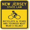 The Sign Studio - 18 x 24  New Jersey State Law Bike Sign: Bicyclists 16 Years and Younger Must Wear A Helmet (with Cyclists Symbol) view 1